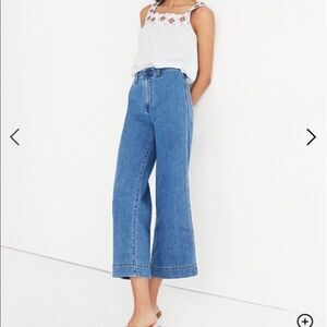 New!‎ Madewell Emmett Wide-Leg Crop Jeans Rosalie wash, 27 petite